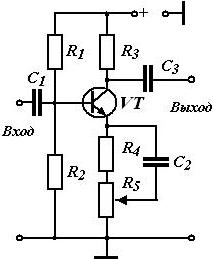 Противошумовой корректор на биполярном транзисторе (эмиттерная коррекция)